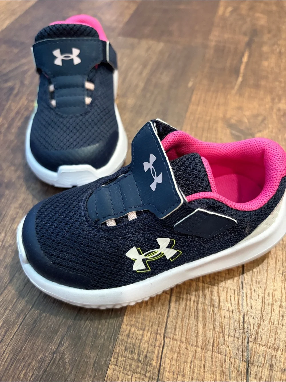 Under Armour Toddler Navy and Hot Pink Slip-On Sneakers